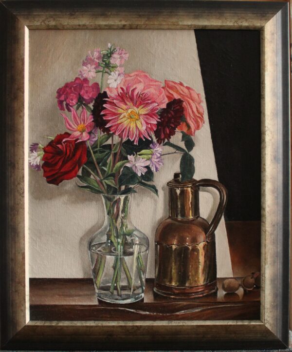 Nature morte rose et cuivrée