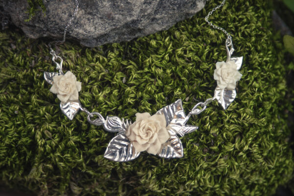 Collier Gardénia - Argent et ivoire de mammouth