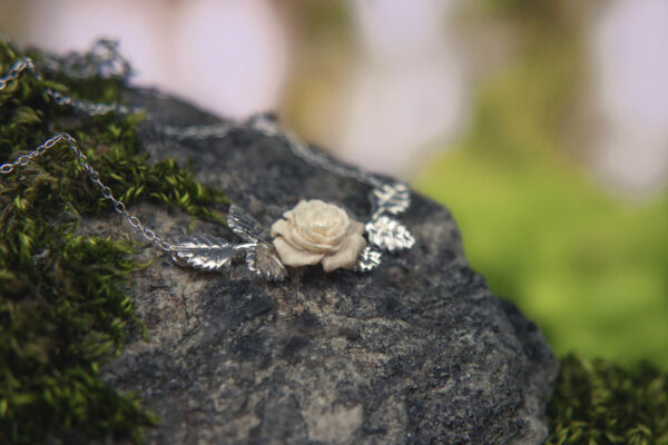 Collier Rose - Argent et ivoire de mammouth – Image 2